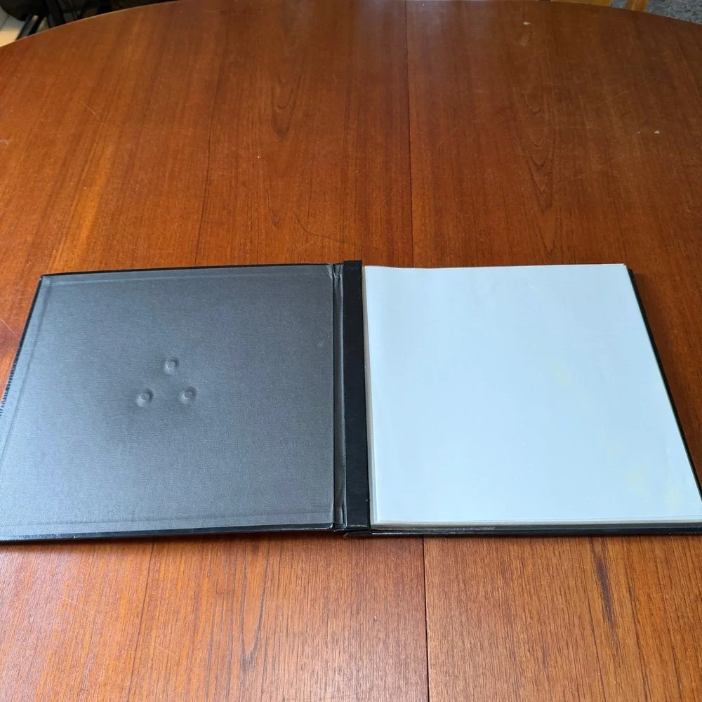Fire Fighter Black Faux Leather Photo Album Scrapbook Maltese Cross Emblem FD